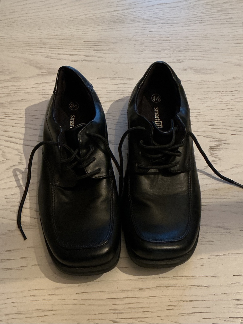 Boys smartfit Black Lace-Up Kids Dress Shoes